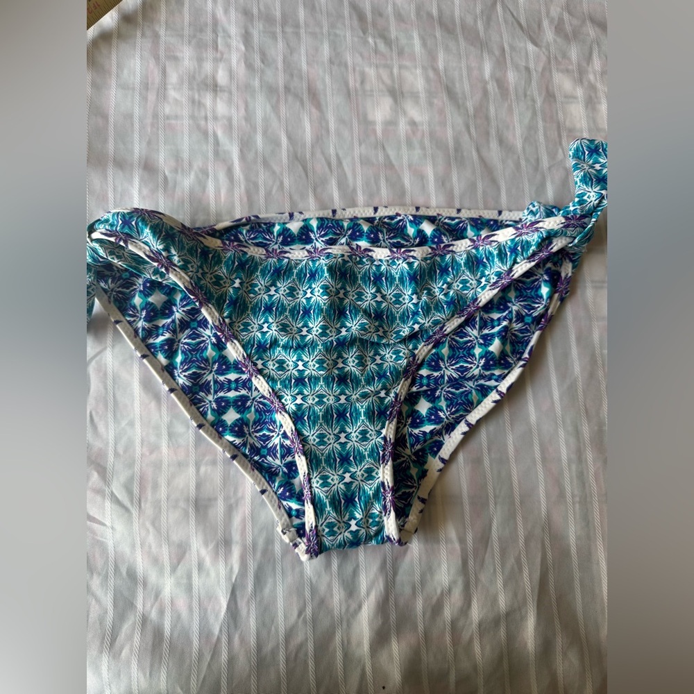 Blue and White Patterned Bikini Bottom